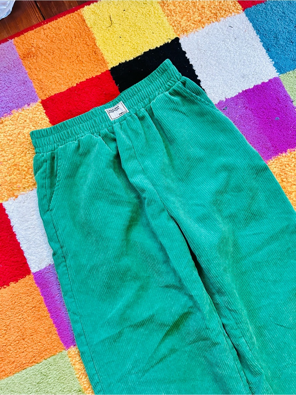 Green Corduroy Pull-On Pants